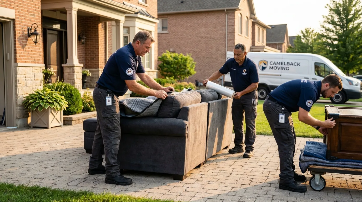 Large estate moving crew wrapping furniture in Eastpointe, MI